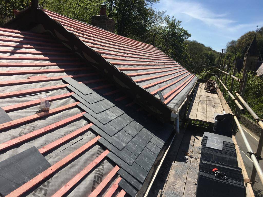 sloped roof in progress